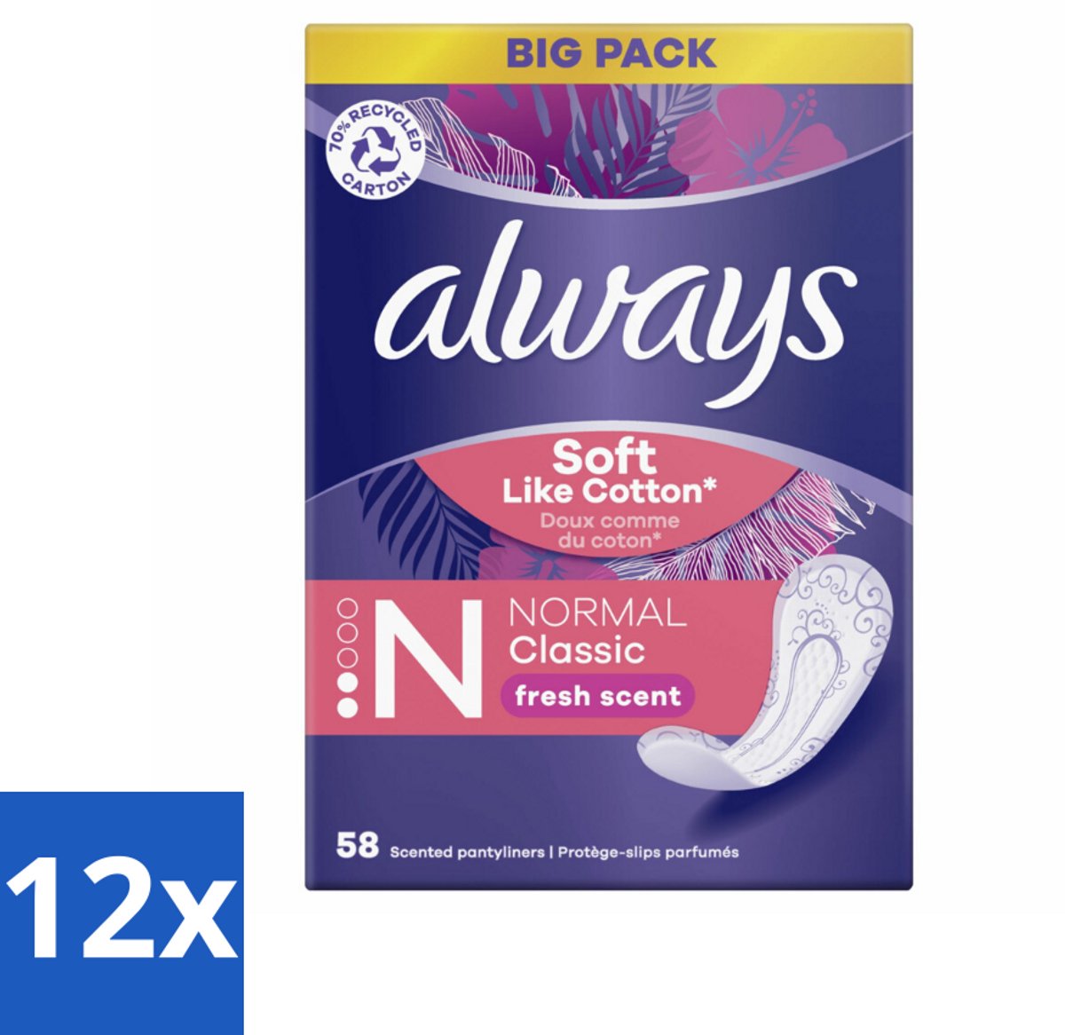 12 x Always - Inlegkruisjes - Normal - Fresh - Voordeelverpakking - Inlegkruisjes - Always Discreet - Frisheid - Incontinentie - Bescherming