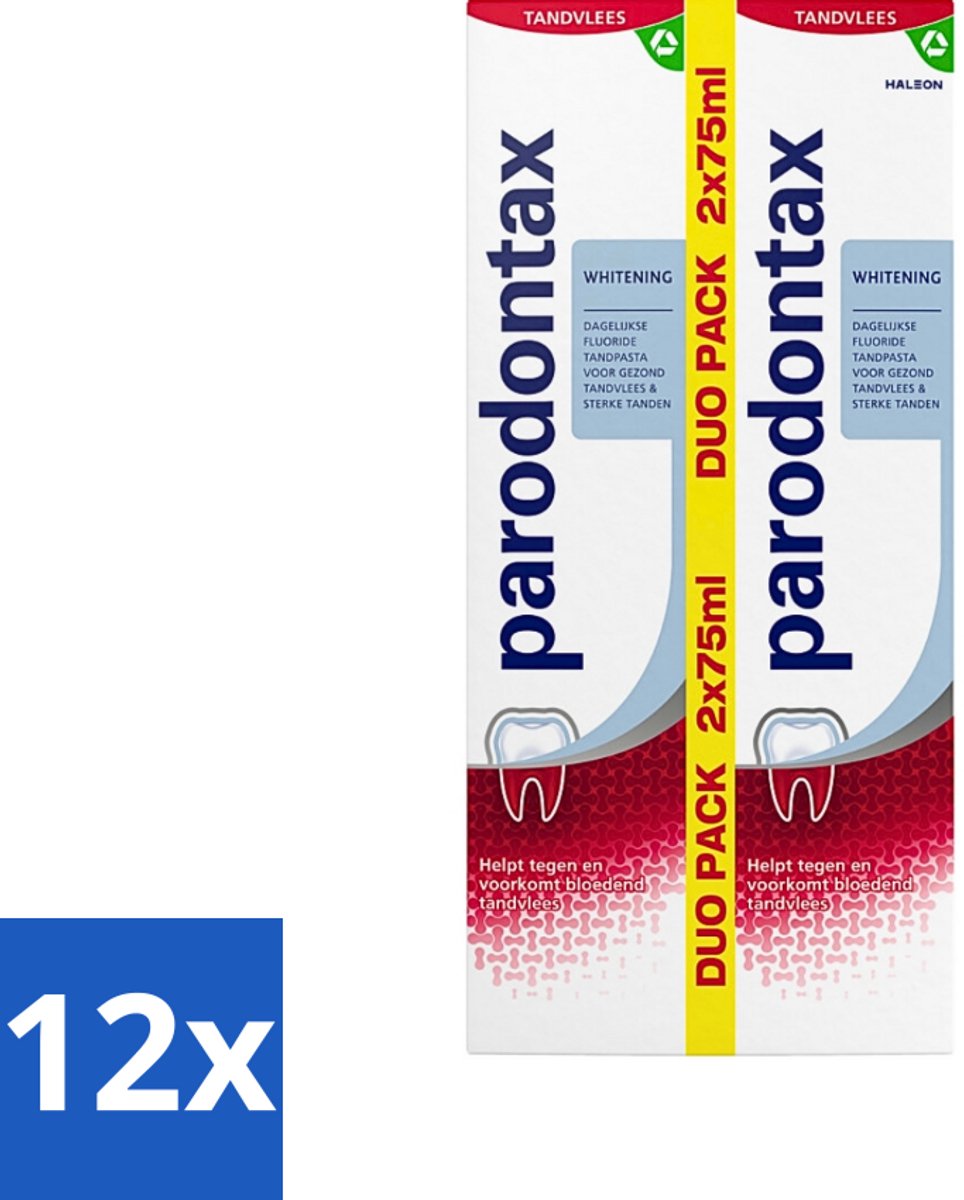 12 x Parodontax - Tandpasta - Whitening - Tegen Bloedend Tandvlees - 2 x 75 ml - Tandpasta - Tanden Wit - Tandvlees - Bloedend Tandvlees - Tandplak