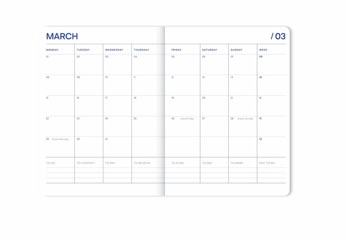 Agenda 18 maanden - zon, beige, lavendel - overzichtelijk - perfect voor planning - ShopVlot