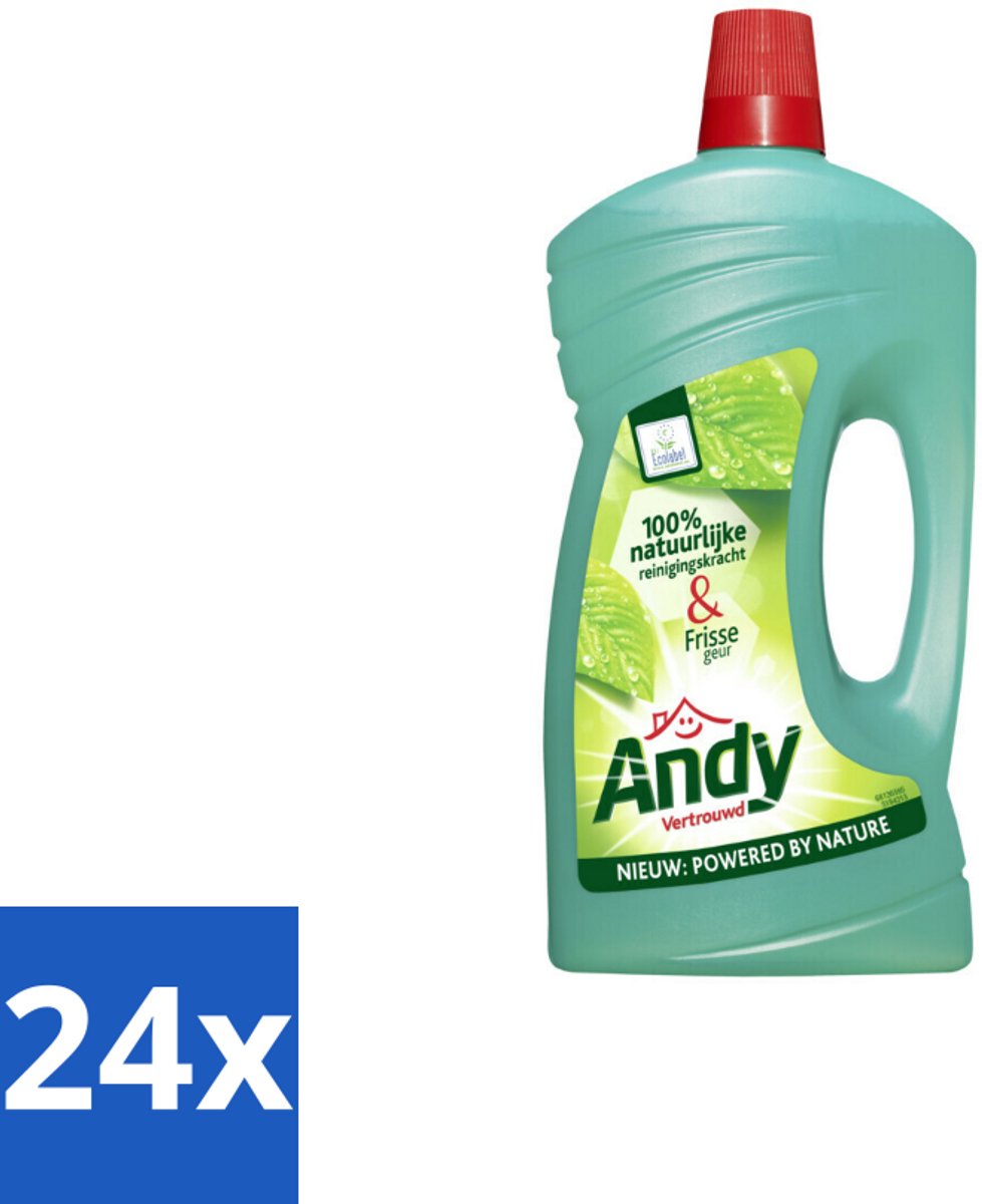 24 x Andy - Vertrouwd - Allesreiniger - Fris & Vertrouwd - 1L - Allesreiniger - Schoonmaak - Vloerenreiniger - Natuurlijke Reiniging - Milieuvriendelijk