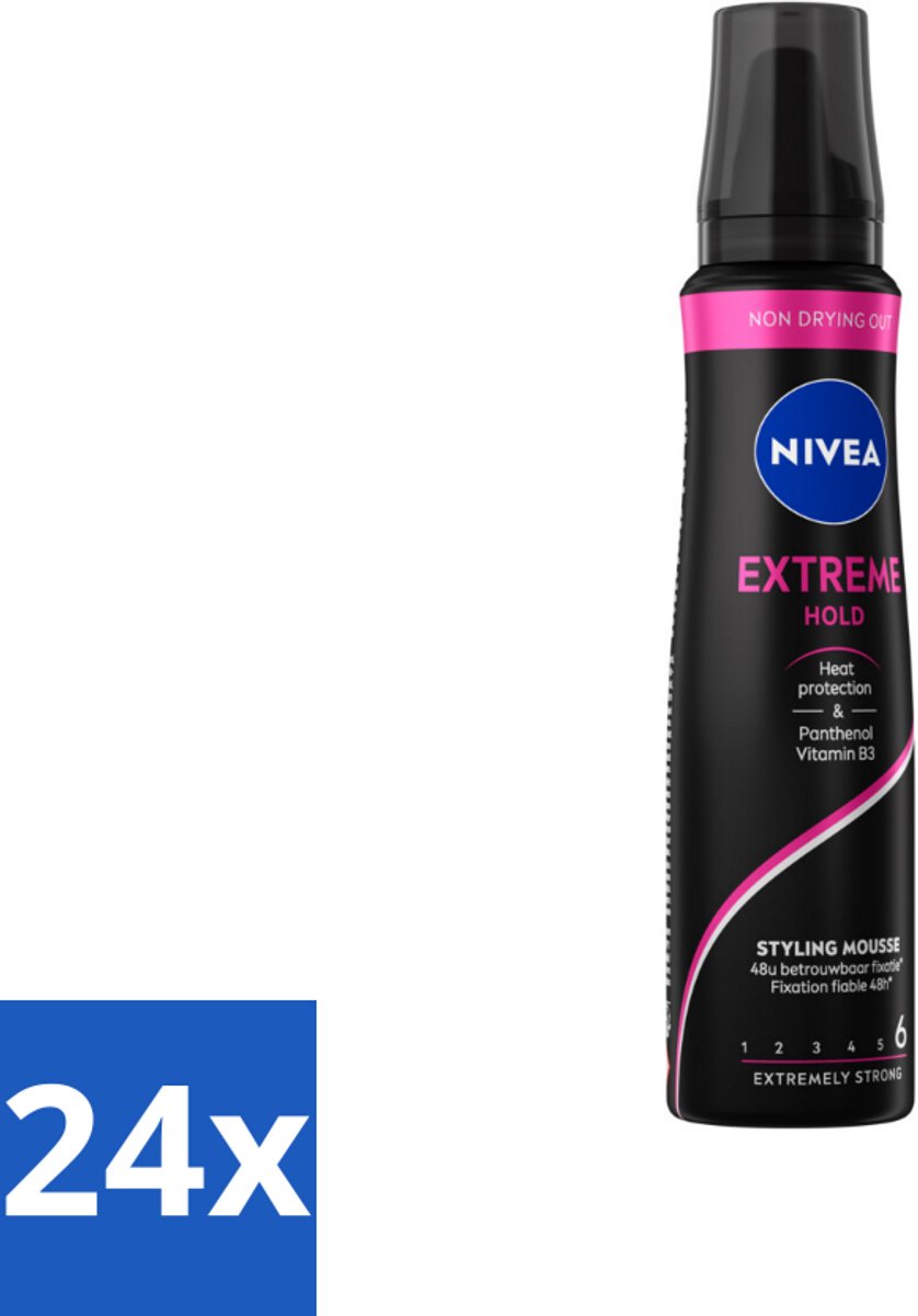 24 x NIVEA - Haarschuim - Extreme Stevigheid - 48 Uur Lang Bescherming - 150 ml - Haar Mousse - Extreme Hold - Volume - Verzorging - Panthenol