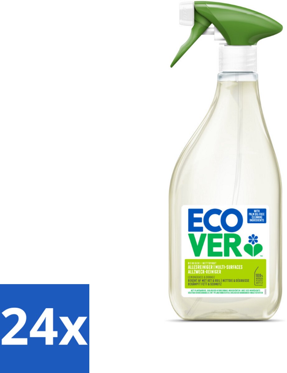 24 x Ecover - Allesreiniger Spray - Citroengras & Sinaasappel - 500 ml - Allesreiniger - Schoonmaakspray - Citrusgeur - Biologisch Afbreekbaar - Milieuvriendelijk