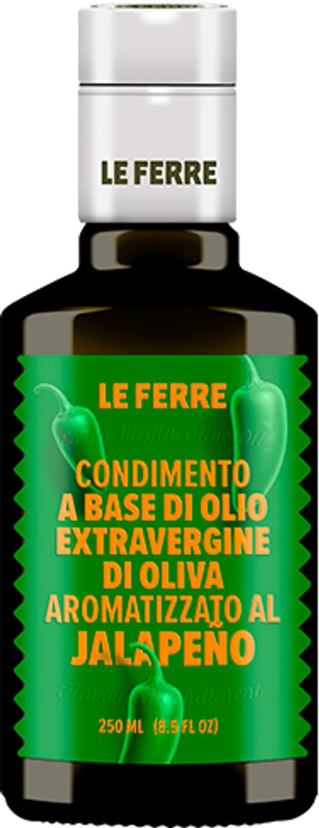 Le Ferre - Jalapeño Olijfolie Extra Vierge 250 ml – Italiaanse Olijfolie met Jalapeño Peper – Premium Hot Infusie – Voor Pizza, Burgers, Tacos & Grill