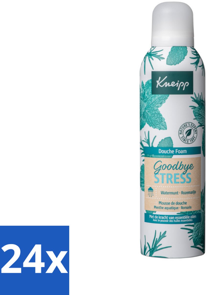 24 x Kneipp - Douche schuim - Goodbye Stress - Watermunt & Rozemarijn - 200 ml - Douche Foam - Stress Verlichten - Ontspannen - Verfrissend - Rozemarijn