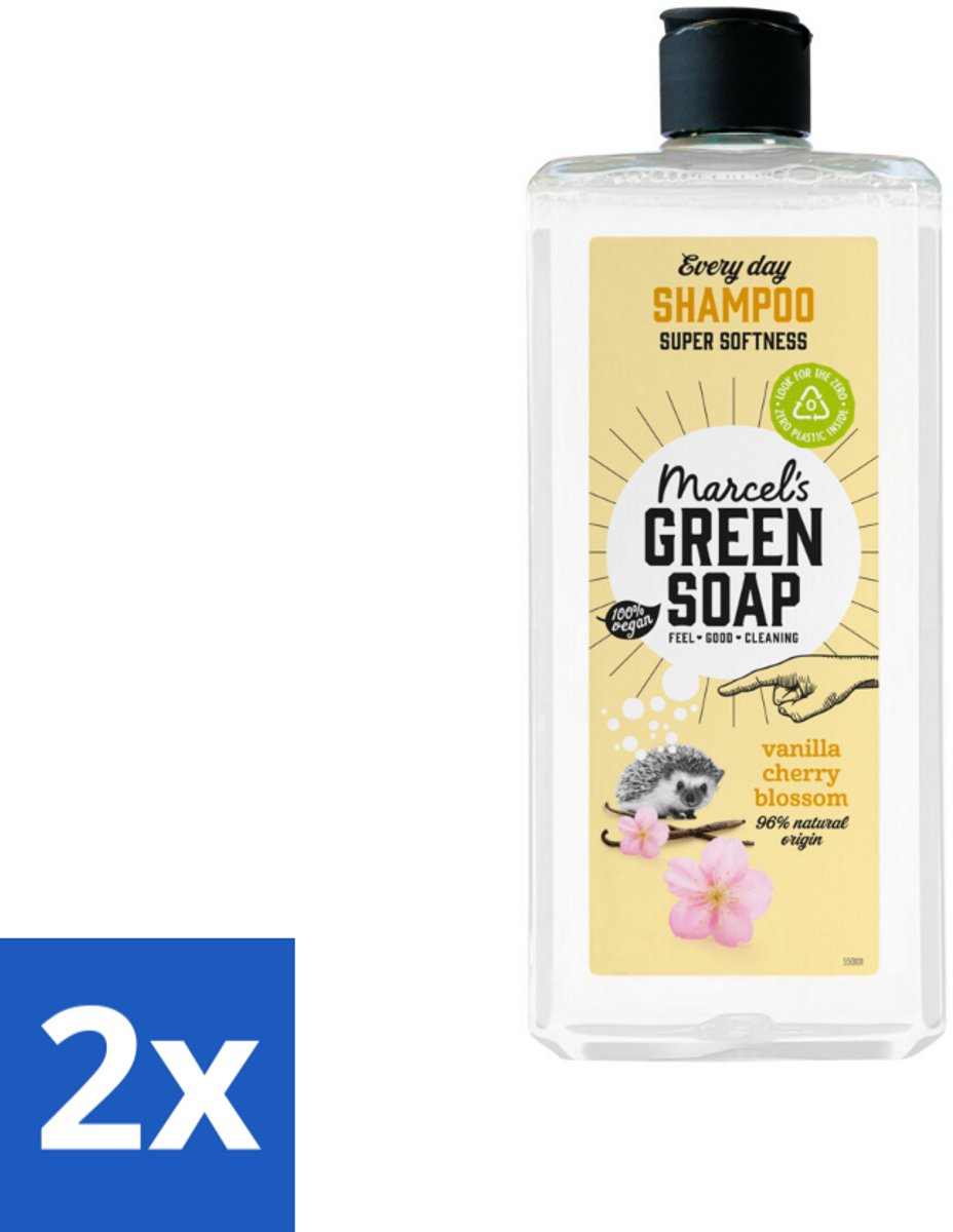 2 x Marcel's Green Soap - Every Day Shampoo - Vanilla & Cherry Blossom - Versterkt & verzorgt - 300 ml - Haarverzorging - Shampoo - Biologische Shampoo - Vegan Shampoo - Natuurlijke Shampoo