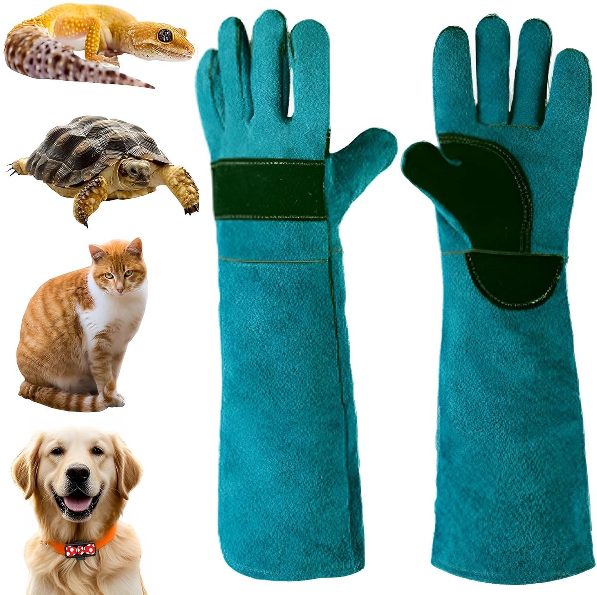 Dierenhanteerhandschoenen 45CM - Duurzaam Koeienleer - Beschermend en Comfortabel - Ideaal voor Dierenverzorging - ShopVlot