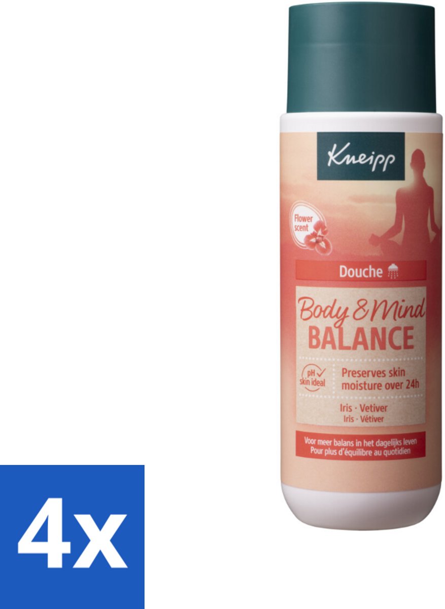 4 x Kneipp - Douchegel - Body & Mind Balance - 200 ml - Douchegel - Iris - Vetiver - Ontspannend - Kalmerend