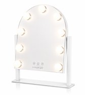 Livingbright - Make Up Spiegel met Verlichting - Draaibaar - Halfrond - Wit