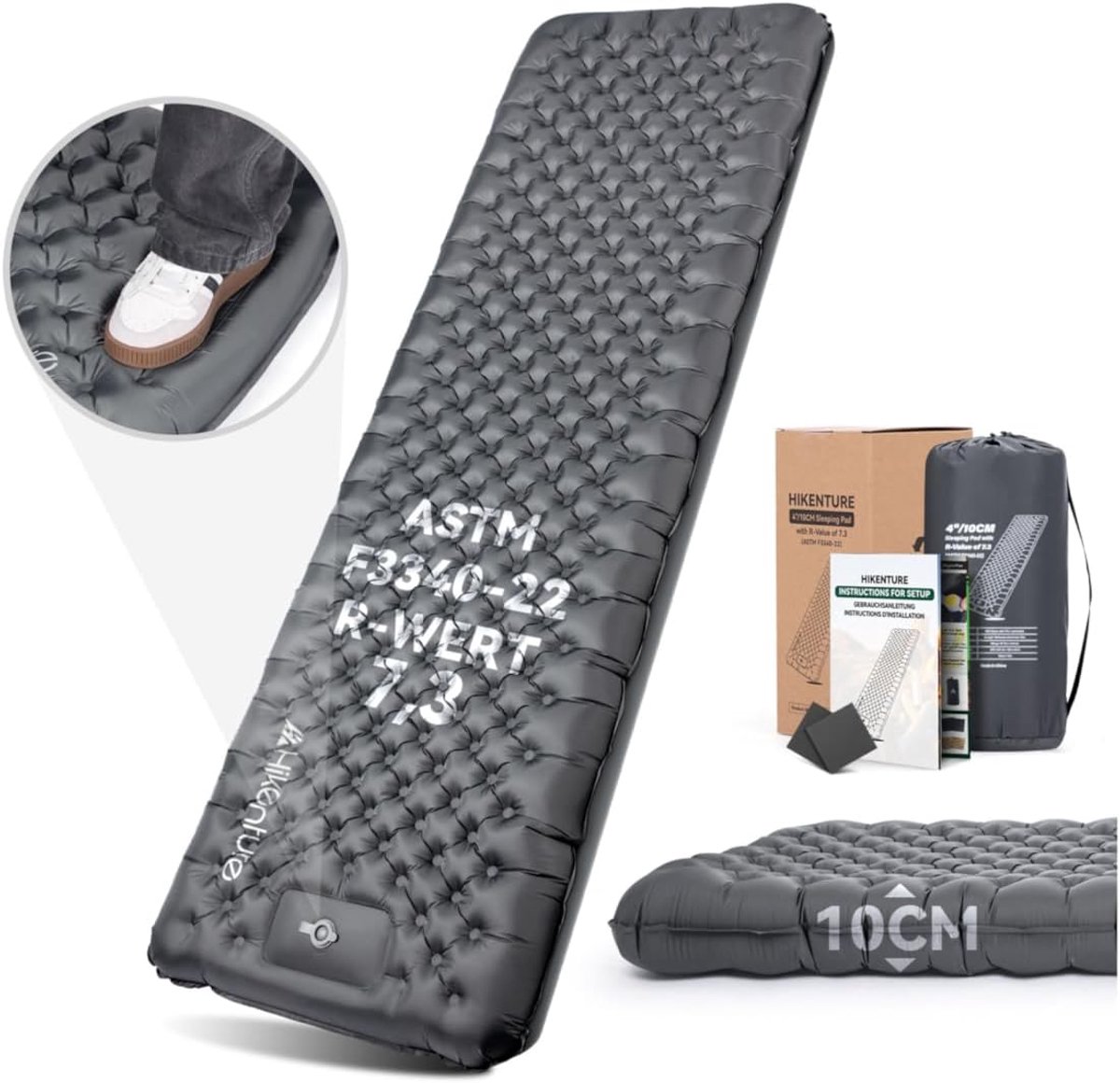 Isomatte Camping R-Value 7.3 - 10 cm Ultra-Dik - Warmte-Isolatie - Ideaal voor Buiten