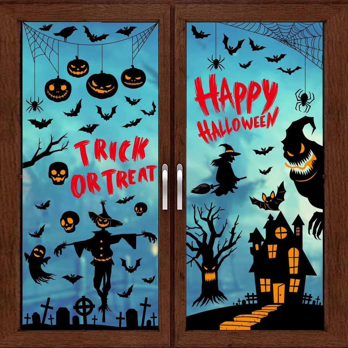 Halloween Raamstickers 9 Vellen 87 Stuks Dubbelzijdige Decoratie Voor Binnen En Buiten Herbruikbare Versiering Voor School En Kantoor Feestelijke Decoratie Voor Ramen En Glas