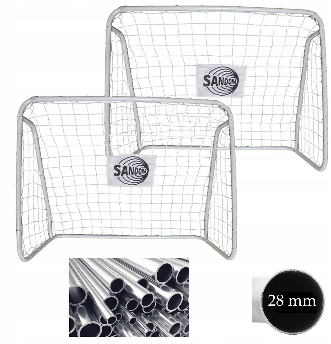 Set van 2 Voetbaldoelen 124cm - Stevig Metaal met Groene Netten