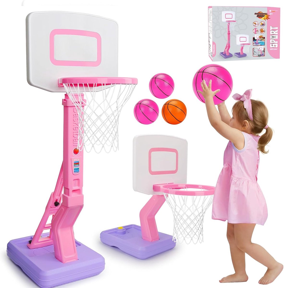 Basketbalring en Stand voor Kinderen - Verstelbare Hoogte 69-140 cm - Inclusief Basketbal - Ideaal voor Binnen en Buiten
