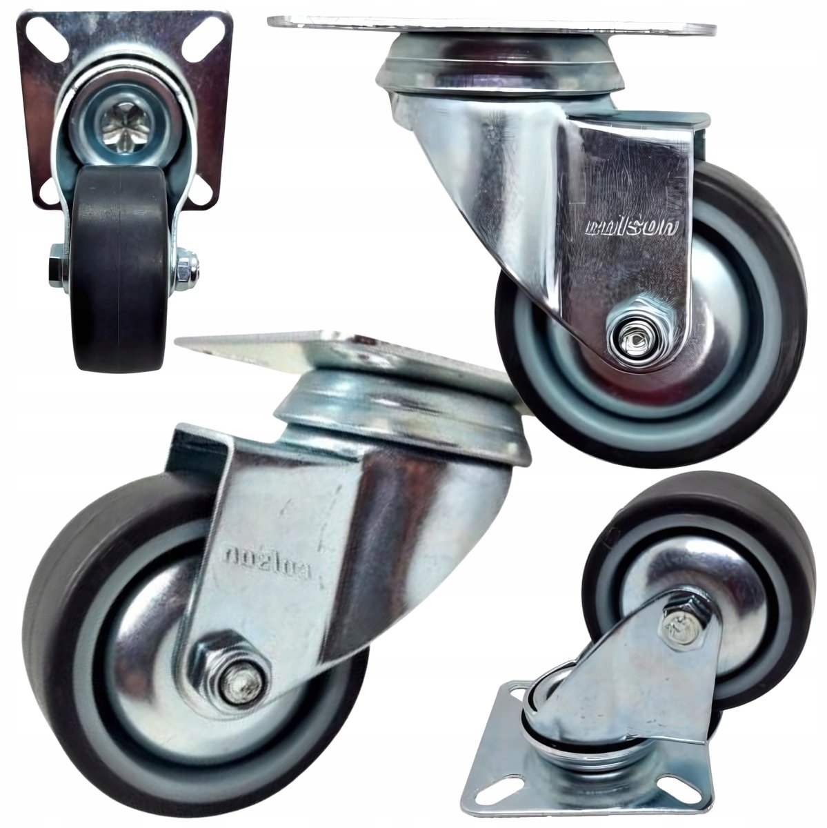 4x Zwenkwielen 125mm thermoplastisch rubber 360kg trekvermogen