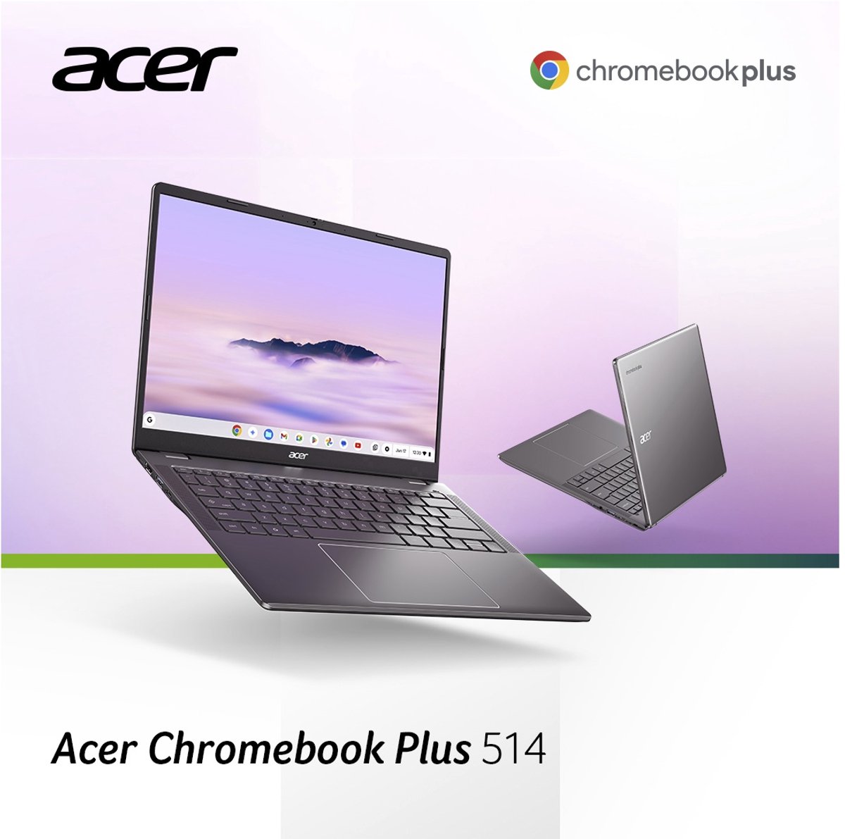 Acer Chromebook Plus 514 CB514-6HT-35R7 - 14 inch Touchscreen - Core 3 - 8GB - 128GB SSD - Verlicht toetsenbord - Grijs - AZERTY