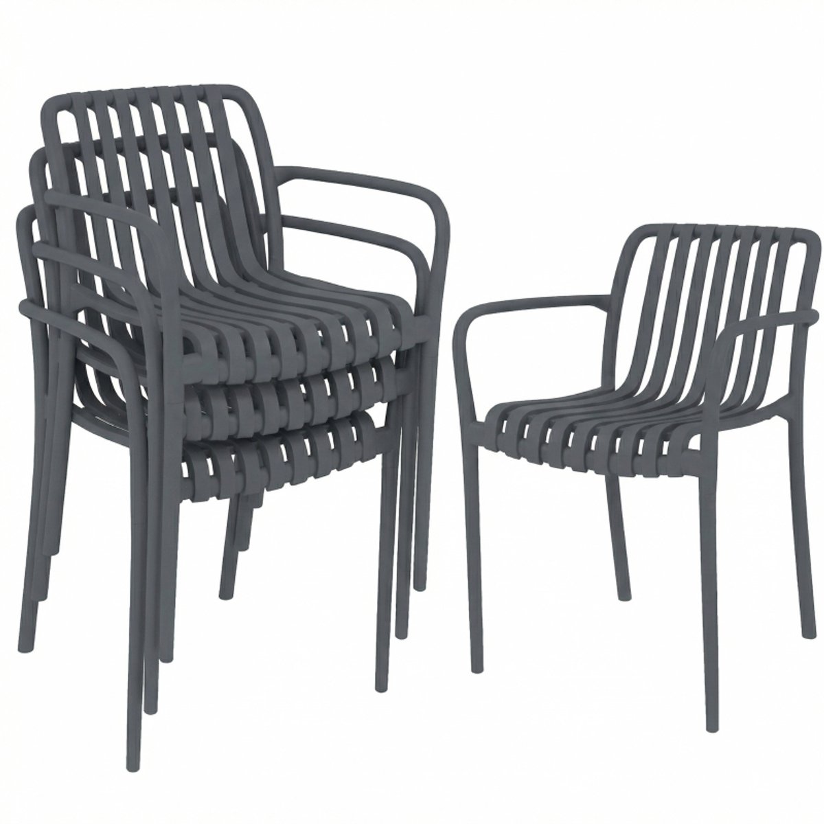 Tuinstoelen - set van 4 stapelbare - weerbestendige buitenstoelen - draagvermogen 120 kg - buitenstoelen - terrasstoelen