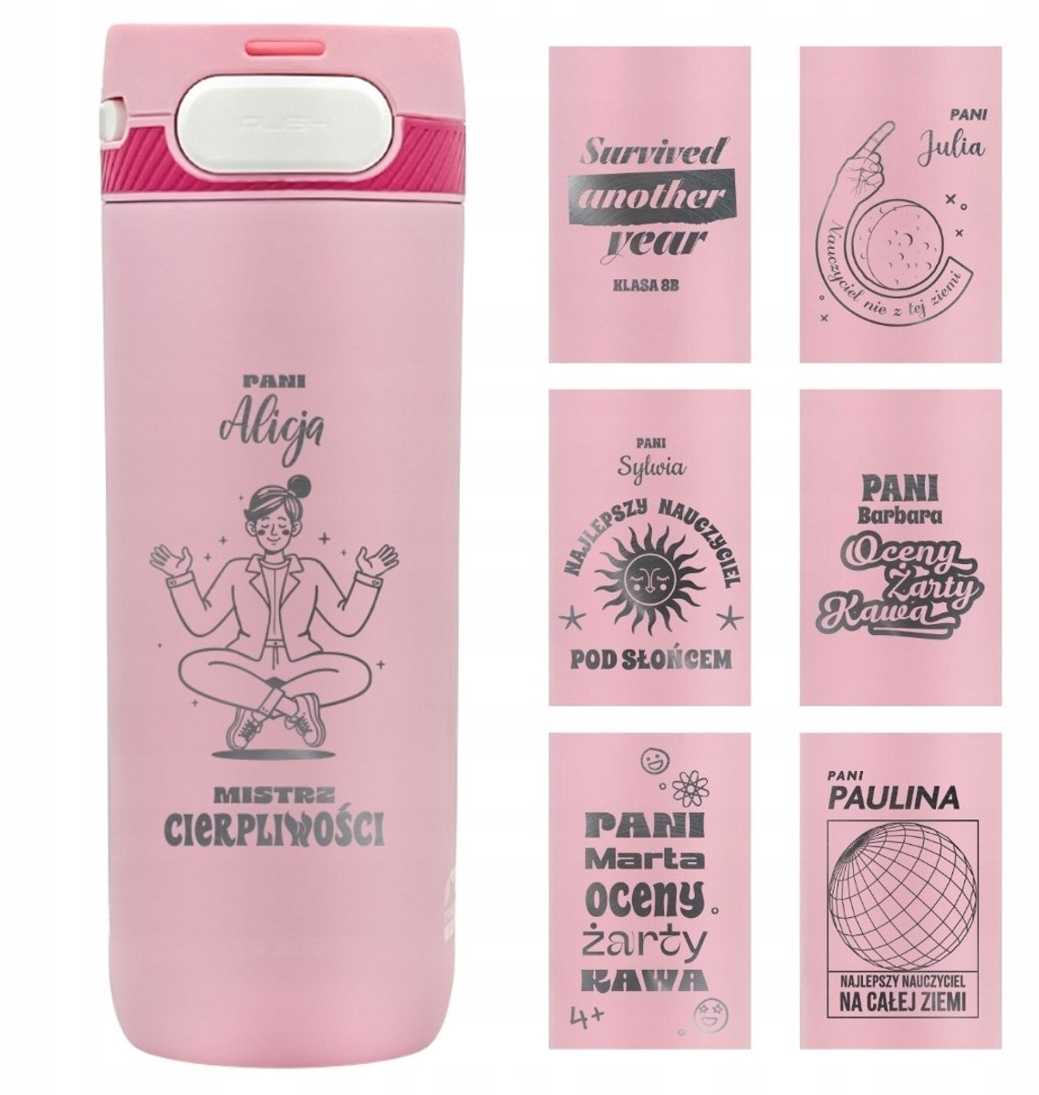 Gepersonaliseerde Thermosbeker Leraar - Roze 600ml