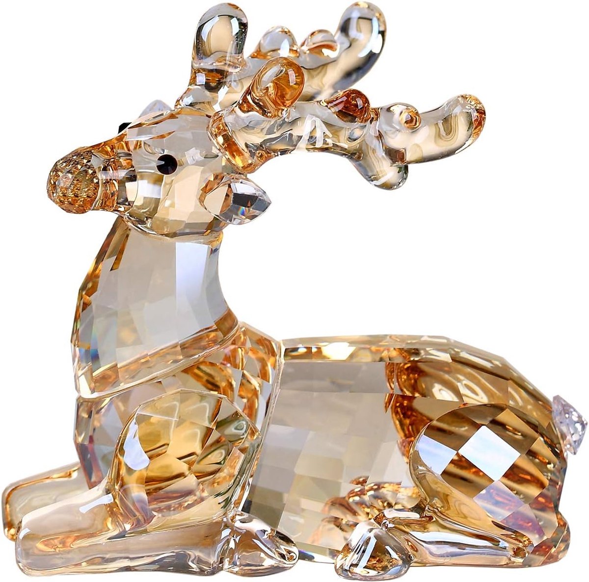 SnelShoppen - Crystal Sika Deer Figurines Elegant K9 Crystal Decoratie voor Thuis, Kerst, Verjaardag, Souvenir, Collectible, Gouden Reindeer Ornamente