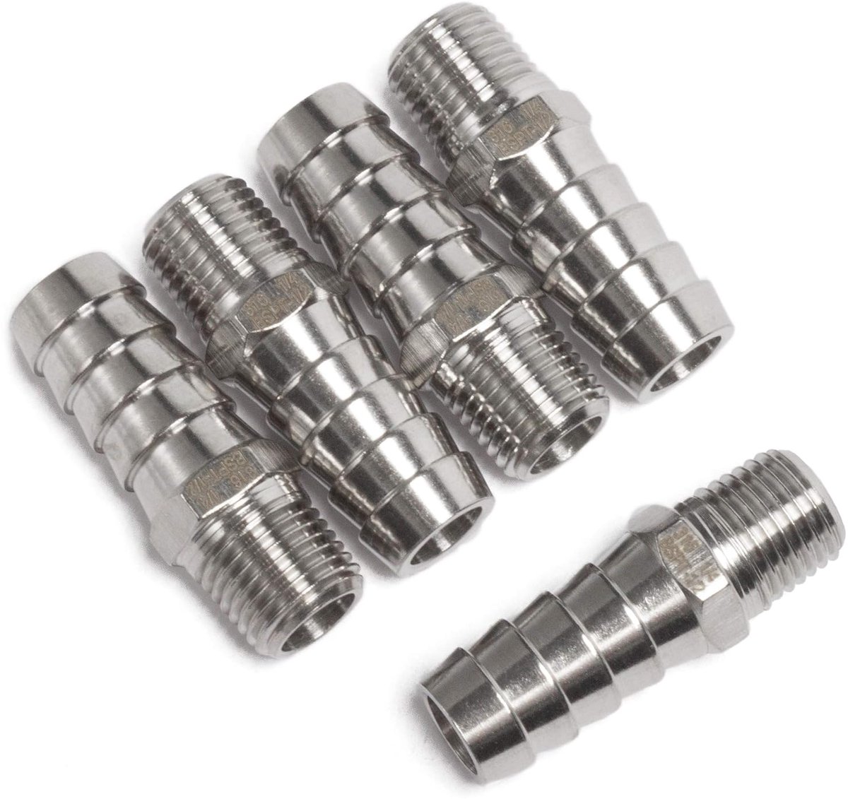 LTWFITTING Stainless Steel 316 Barb Connector 1/2-Inch Male BSPT x 1/2-Inch (12mm) Hose Barb Fuel Gas Air Pack of 5 - ShopVlot