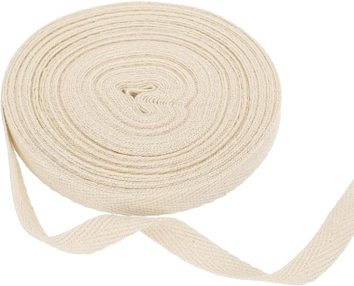 Katoenen Twill Tape Lint - Beige - 10 mm x 10 meter - Voor Naaien en Knutselen