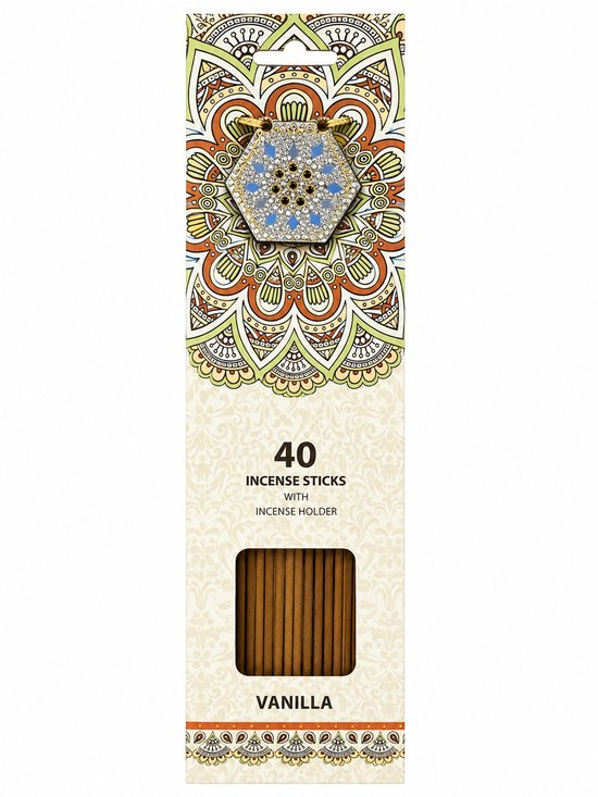 Wierookstokjes Vanilla met Wierookhouder – Vanilla– 40 Stuks