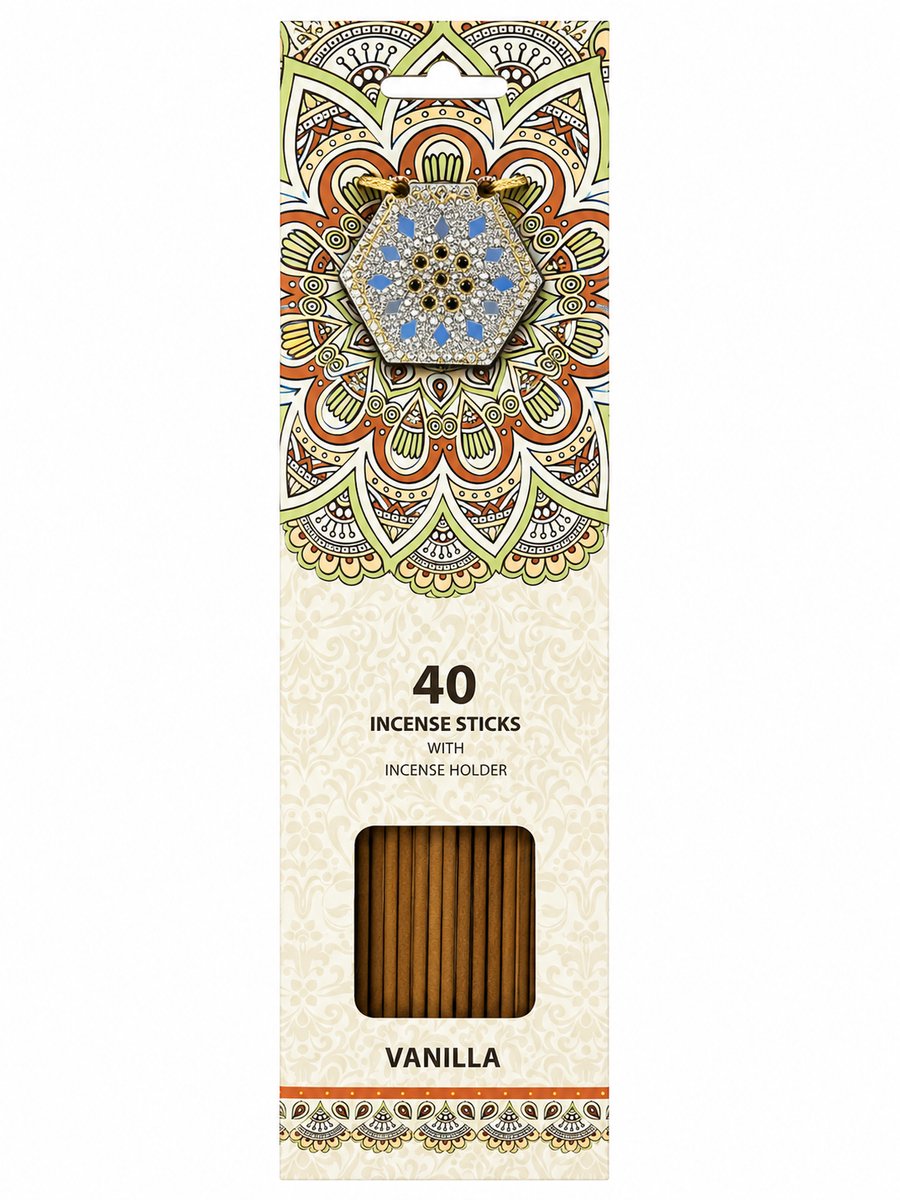 Wierookstokjes Vanilla met Wierookhouder – Vanilla– 40 Stuks