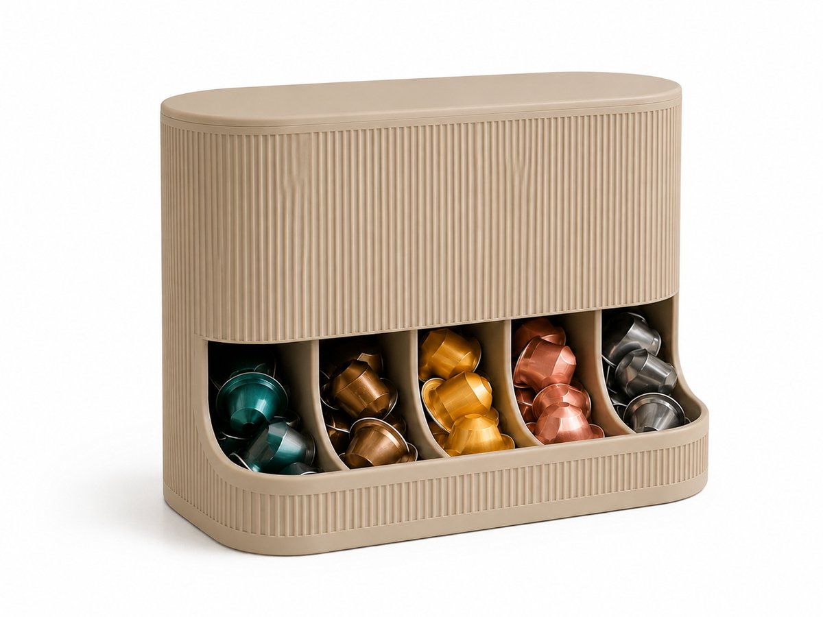 Koffiecapsulehouder met Deksel – Koffiecapsule Organizer met 5 Vakken – Capsulehouder voor Koffiehoek – 3D Geprint