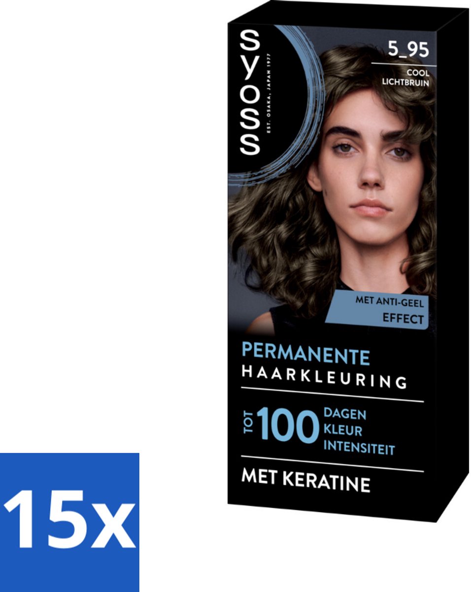 15 x SYOSS - Permanent Coloration 5-95 - Haarverf - Permanente Haarkleuring - Cool Lichtbruin - Grijsdekking - Vermindert Haarbreuk - Haarverf - Permanent Coloration - Cool Lichtbruin - Grijsdekking - Haarverf Met Keratine