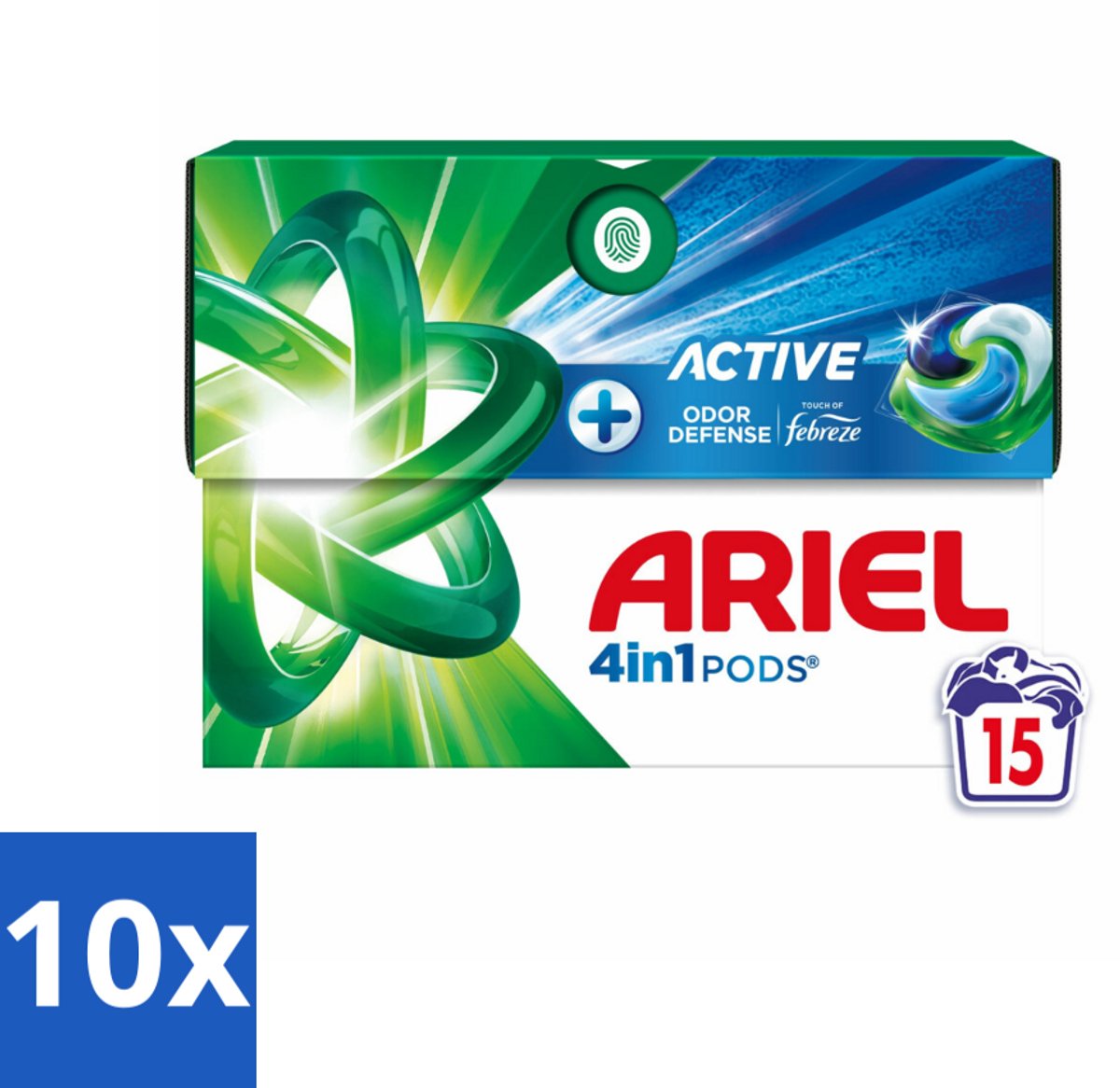 10 x Ariel - 4in1 Wasmiddel Pods - Actieve Geurbestrijding - 15 Pods - Geurverzorging - Zweetgeuren - Wasmiddel - Wasmiddel Pods - Geurverzorging Was