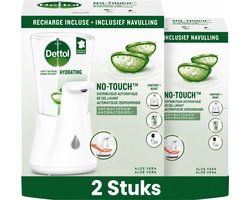 Dettol - No-Touch - Automatische Zeepdispenser - Zilver incl Aloë Vera Navulling - 250 ml - 2 stuks