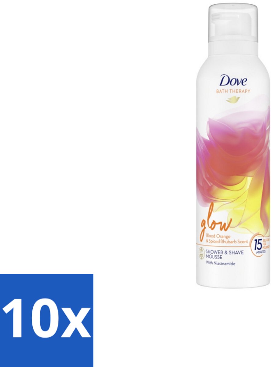 10 x Dove Douche- & Scheerschuim - Bath Therapy - Glow - Bloedsinaasappel & Rabarber - 200 ml - Dove Bath Therapy Glow Douche - Niacinamide Schuim - Huidverzorging - Huidglow - Scheerschuim Onder De Douche