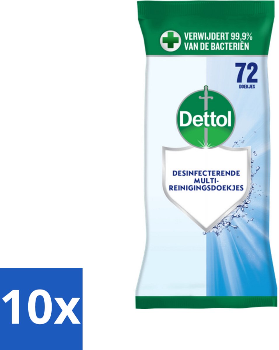 10 x Dettol - Reinigingsdoekjes Cleanser - Krachtige Hygiëne - Zonder Bleek - 72 Doekjes - Hygiëne Doekjes - Reinigingsdoekjes - Doekjes Zonder Bleek - Hygiëne In Huis - Doekjes Keuken