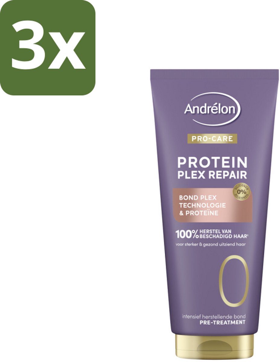 3 x Andrélon – Pre-Treatment – Pro Care Protein Plex Repair – 170 ml - Haarverzorging - Beschadigd Haar - Pre-shampoo Behandeling - Proteïne - Herstel Haar