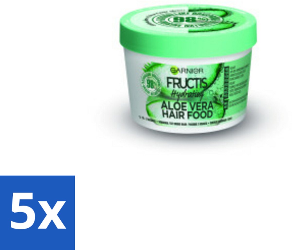 5 x Garnier - Fructis Hair Food Aloe Vera - 3-in-1 Haarmasker - Normaal tot Droog Haar - 400 ml - Haarmasker - Aloe Vera - Hydratatie - Droog Haar - 3-in-1