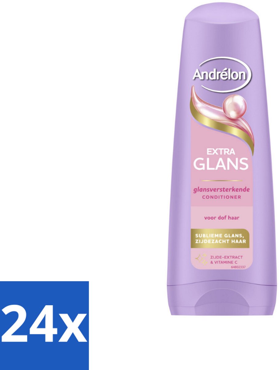 24 x Andrélon – Conditioner – Extra Glans – 200 ml - Glans - Haar Verzorging - Zijde-extract - Vitamine C - Zacht Haar