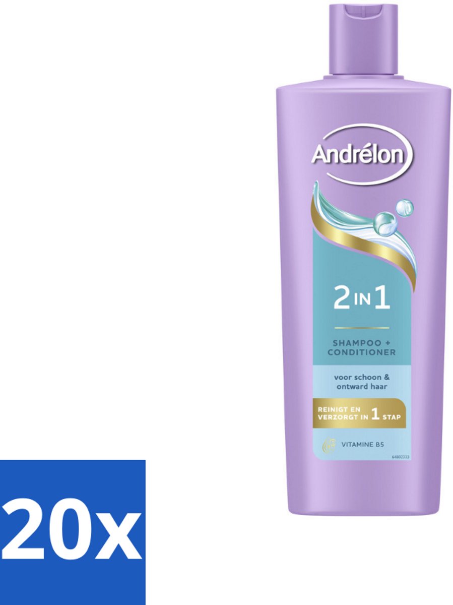 20 x Andrélon – Shampoo 2-in-1 – Iedere Dag – 400 ml - 2-in-1 Shampoo En Conditioner - Haar Verzorging - Vitamine B5 - Haartype - Haarkleur