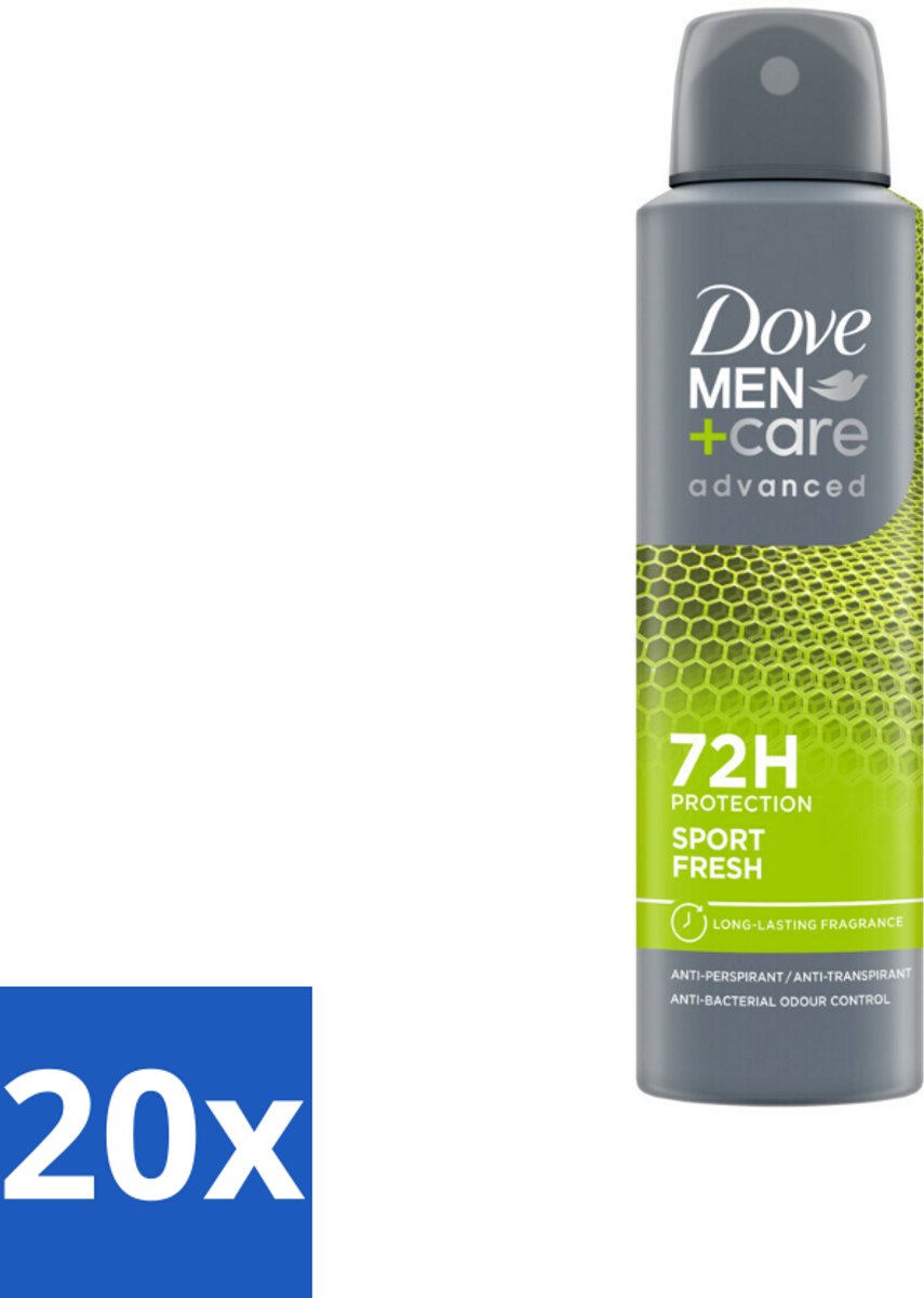 20 x Dove Men+Care Deodorant Spray - Sport Fresh - 150 ml - Sport Deodorant - Anti-transpirant - Zweetbestrijding - Frisheid - Geur