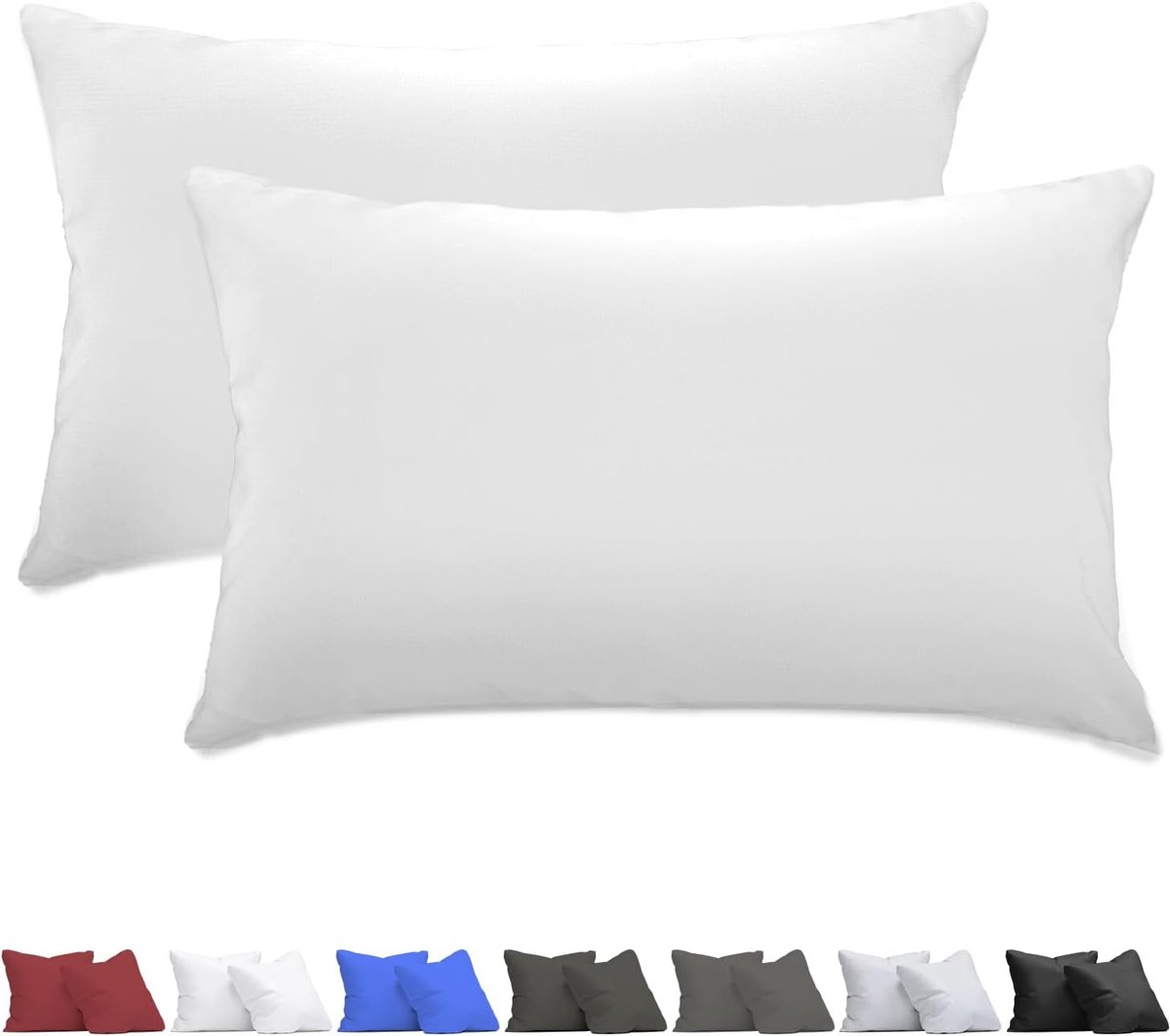SnelShoppen - Kussenbezug 50 x 70 cm 2er Set - Wit Hoofdkussen Hoes met Reißverschluss van 100% Microfiber, Zacht, Ademend, Wasbaar, Perfect voor Slaa