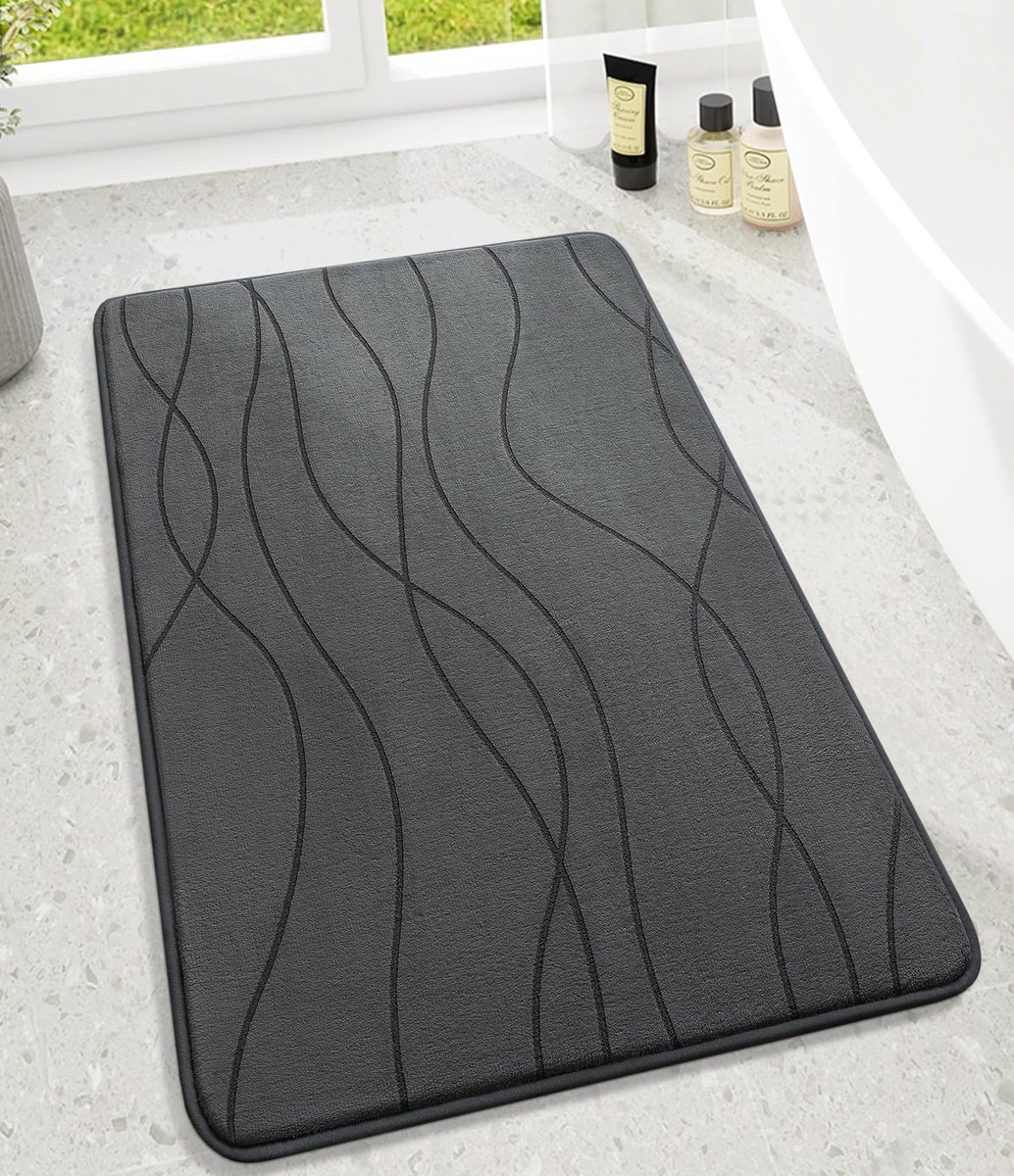 Badkamertapijt 60 x 90 cm - donkergrijs - antislip - comfortabel en veilig - ShopVlot