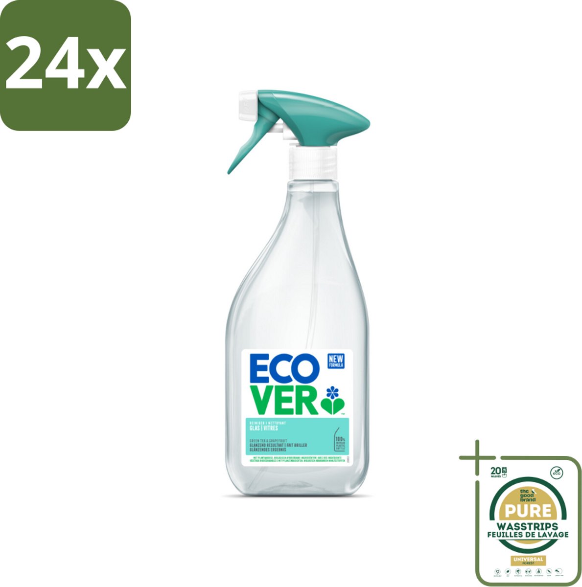 Ecover - Glasreiniger Spray - 500 ml - Voordeelverpakking - 24 stuks - Spiegels schoonmaken - Ecologische schoonmaak