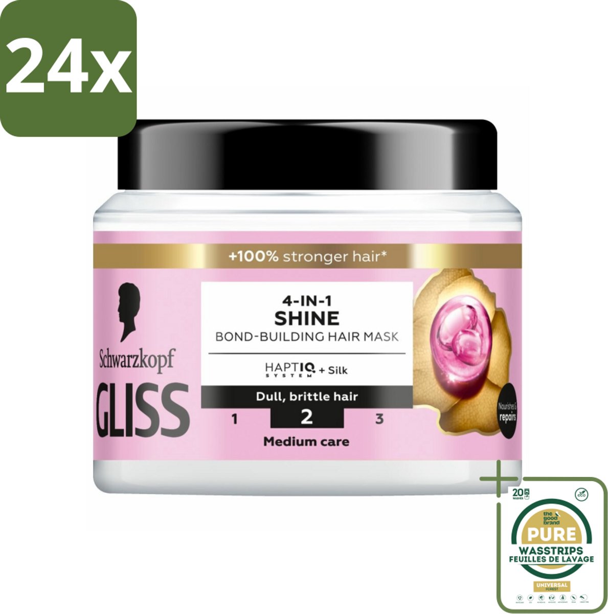 Gliss - Haarmasker - 4in-1 Hair Mask - Voor Zijdezacht en Glanzend Haar - 400 ml - Voordeelverpakking - 24 stuks - Glans masker - Haarmasker glans