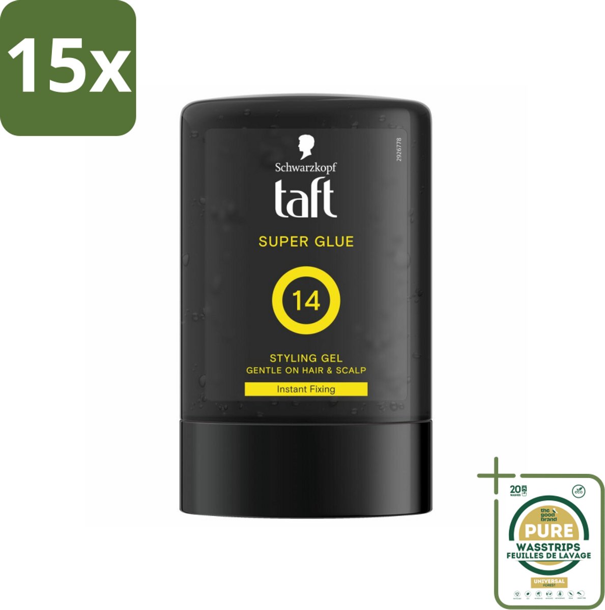 15 x Taft - Super Glue 14 - Styling Gel - Ultieme stevigheid - 300 ml - Grootverpakking - Super Glue Gel - Haartypen - Stevigheid - Fixatie - Styling Gel