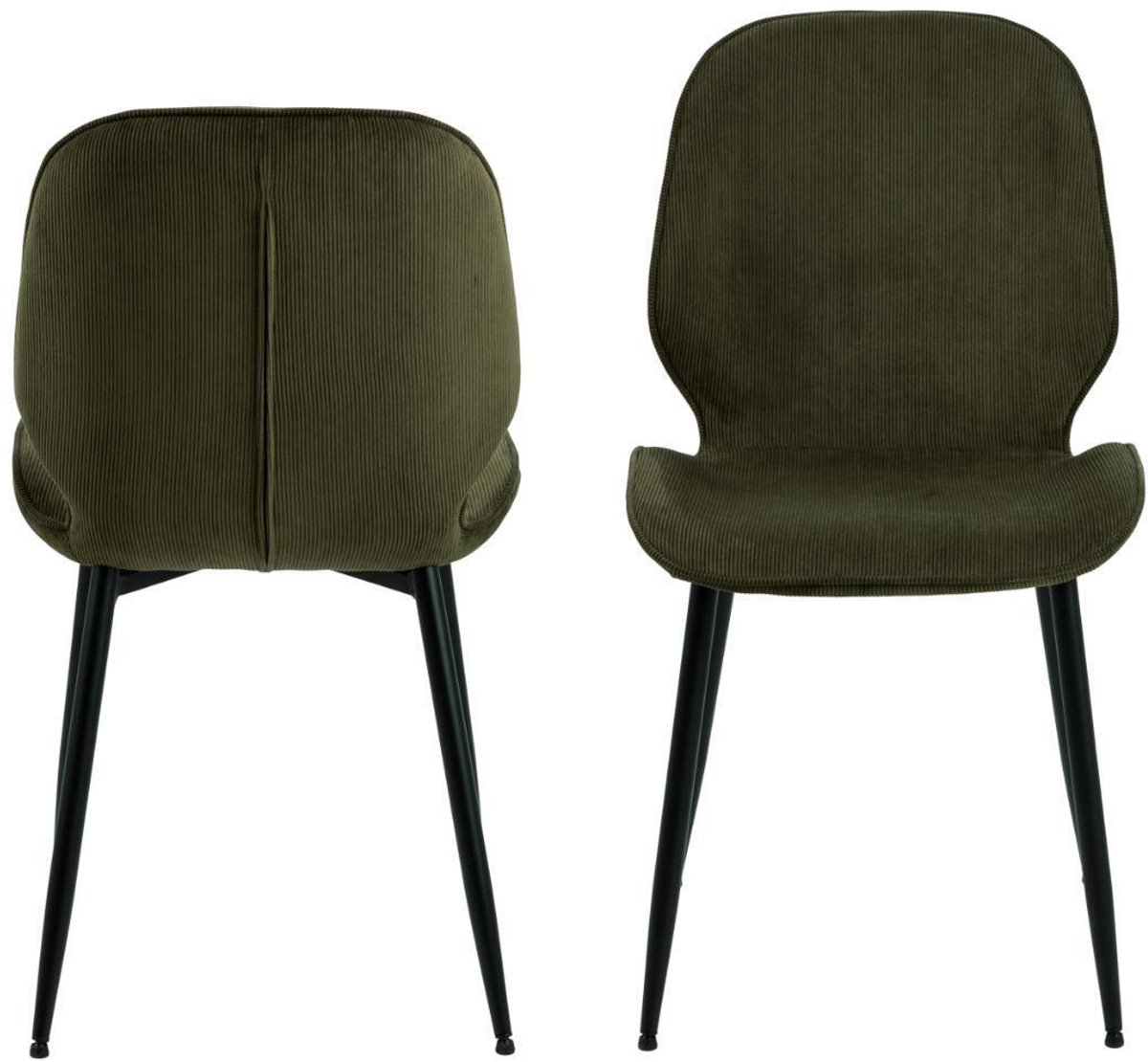 Eetkamerstoel Groen - Stof & Textiel - 58x47,5x85cm - Eetkamerstoel Anneke - Giga Living - Set van 4