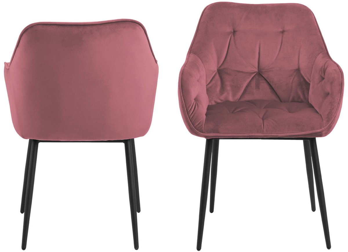 Armstoel Zion Koraal Rood - Giga Living - Set van 2