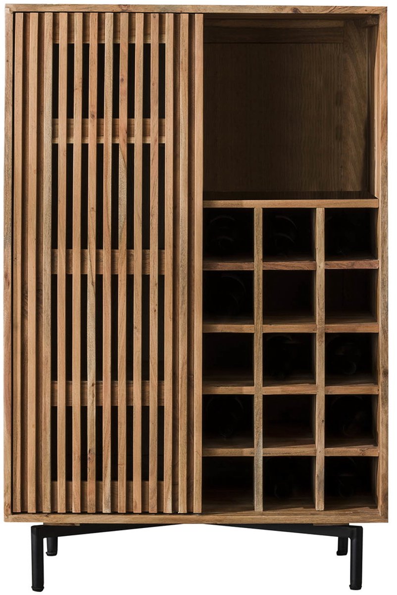 Giga Meubel Wijnkast Slide - Naturel Acaciahout - 80x43x122cm