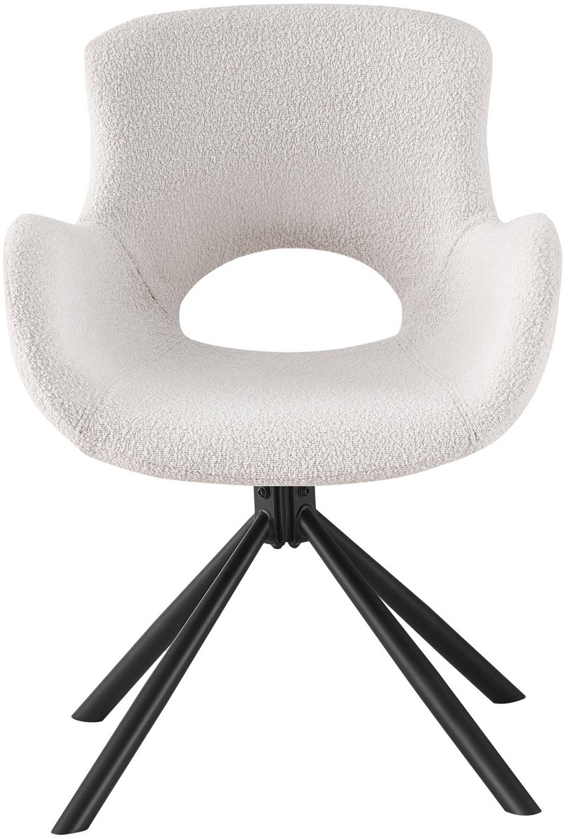 Eetkamerstoel Bouclé Off-White - Draaibaar - Zithoogte 48cm - Set van 2