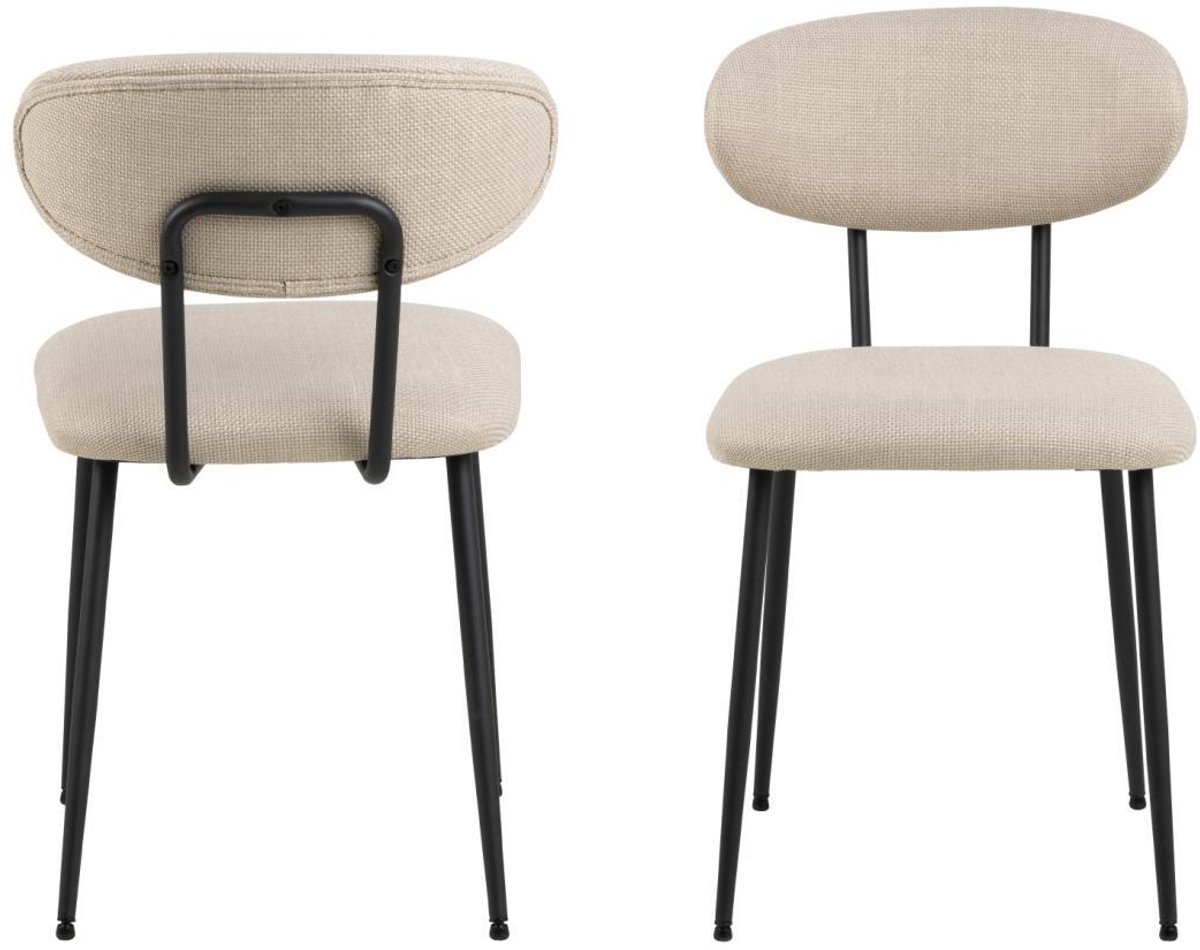 Giga Living Eetkamerstoel Stof Beige - 44x53x78,5cm - 6 kg - Surat - Set van 2
