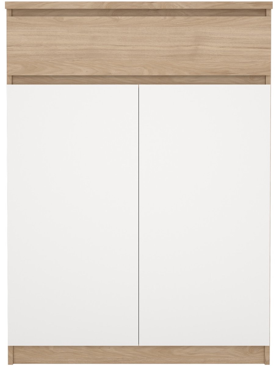 Schoenenkast Ylva met 2 deuren + 1 lade Wit Hickory - Giga Living