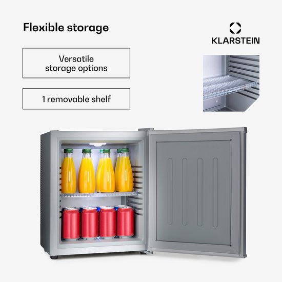 Klarstein Minibar Happy Hour 5-15°C geruisloos 23 dB ledverlichting - Minikoelkast - 23L - voor Hotelkamer voor Partykelder - Stil LED-Binnenverlichting Compact - Mini Fridge - Hotelkoelkast - Kleine Koelkast - Compact Koelkast van Klarstein — afbeelding 5