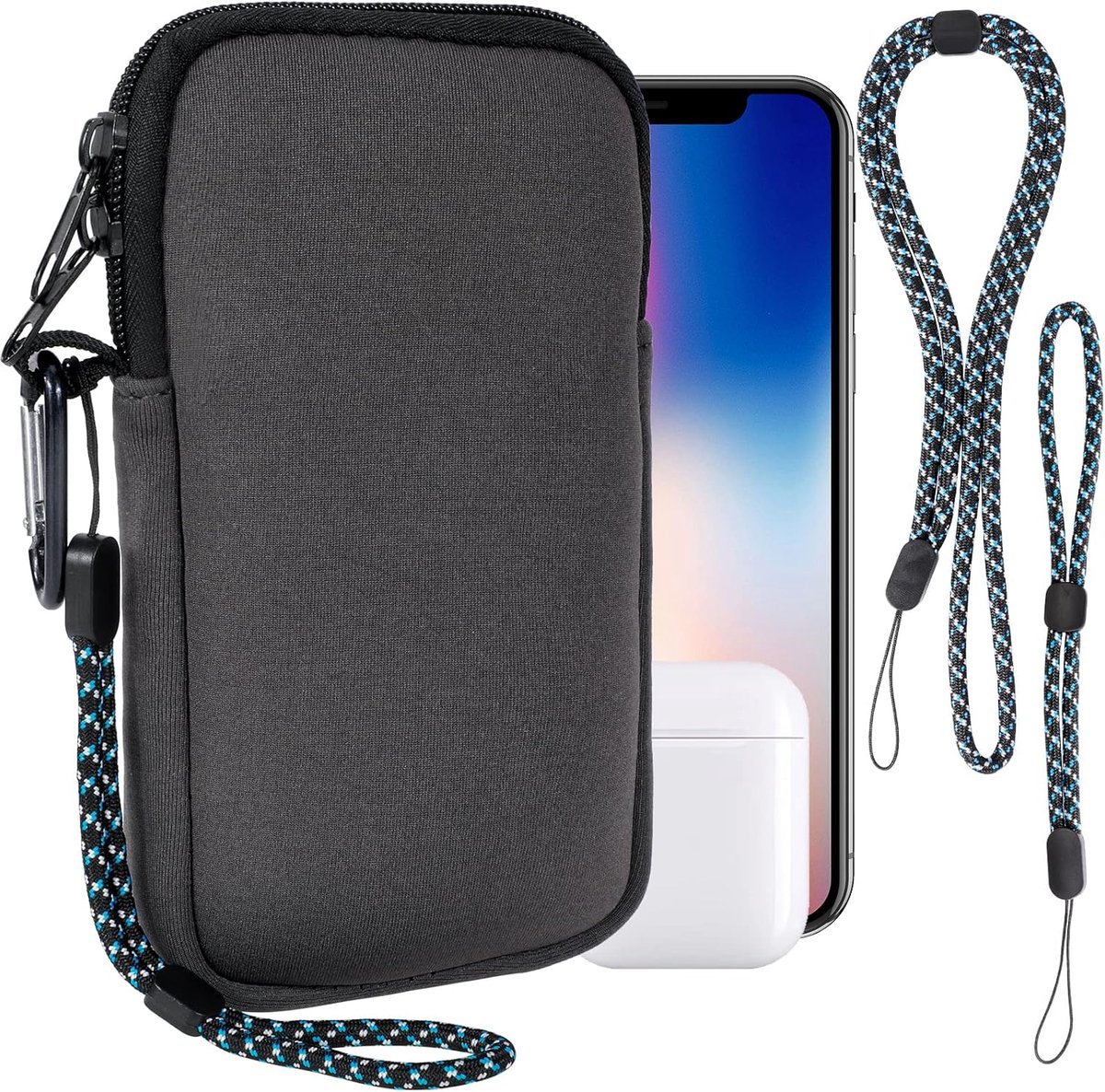 Mobiel toont neopreen pouch M - grijs - schokbestendig - ideale reisoplossing - ShopVlot