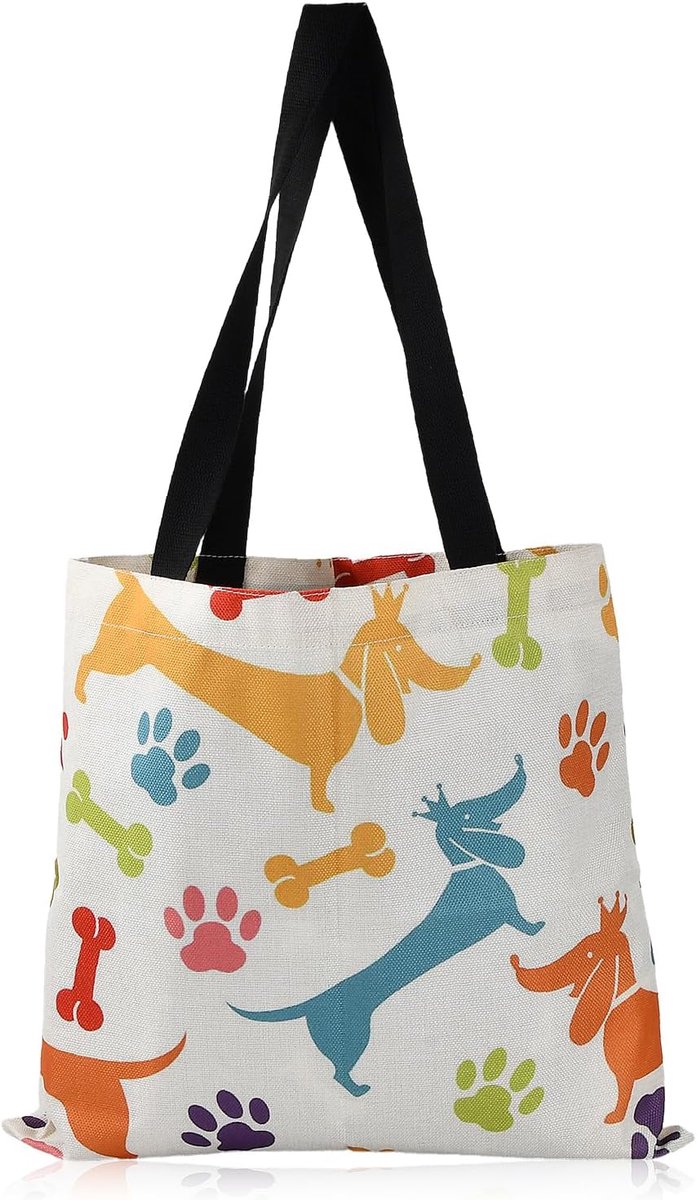 Canvas tas 40 x 38 cm - grote linnen boodschappentas - herbruikbaar - ideaal voor hondenliefhebbers - ShopVlot